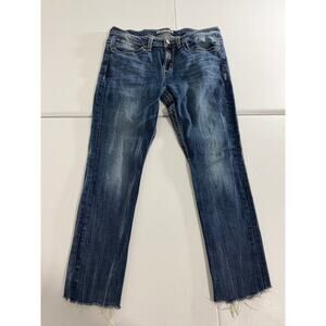 BKE Denim Distressed Ankle Jeans Size 31R x 31 1/2 Dark Blue